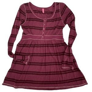 Pinkie P Tunic Sz Lg Maroon Striped Long Sleeve Button Front
